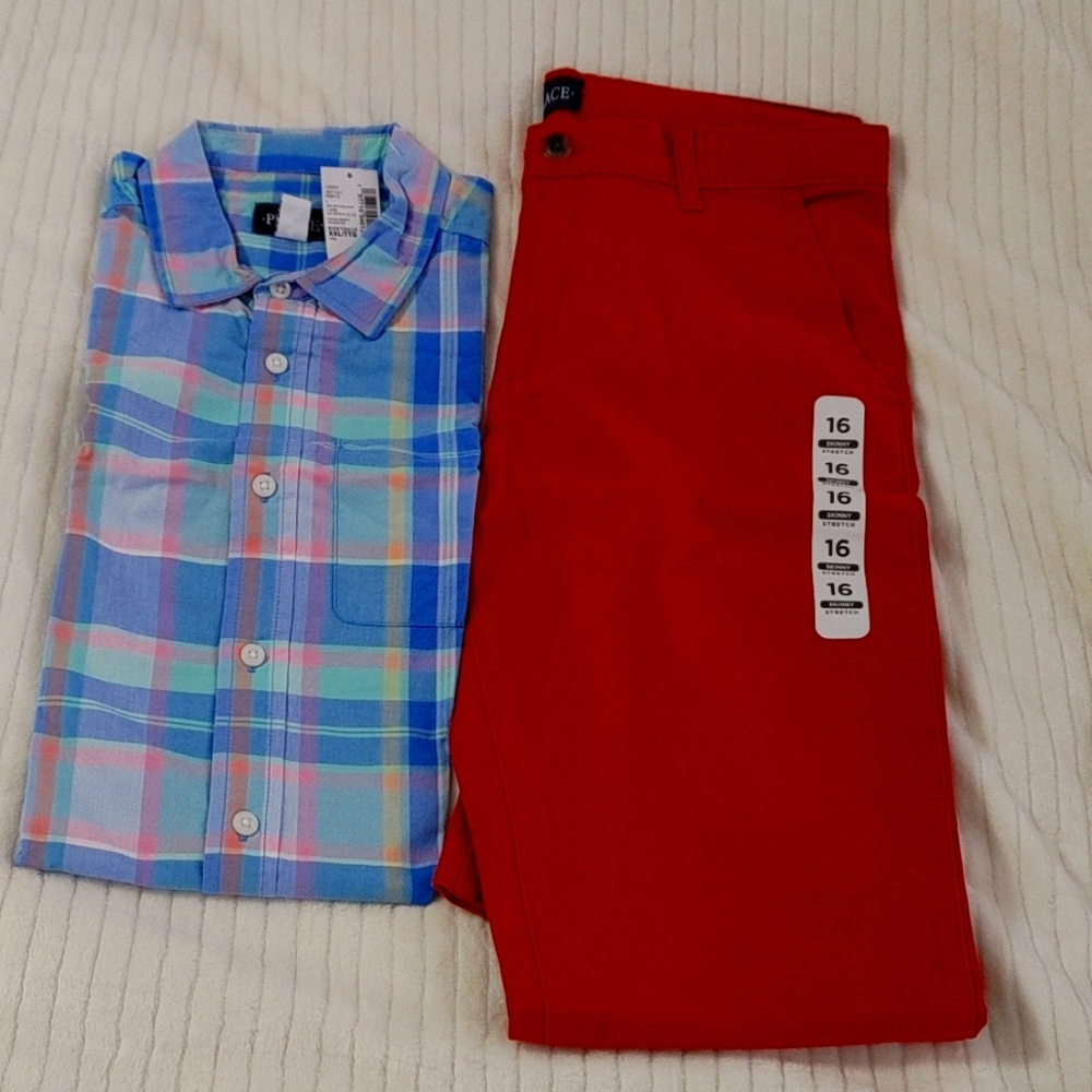 Teenager Boy Red Pants Size 16 Skinny Stretch